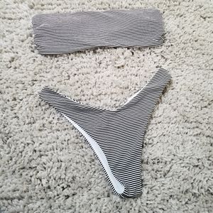 Stylish Swimwear Bandeau with High Cut Bikini Size Large
